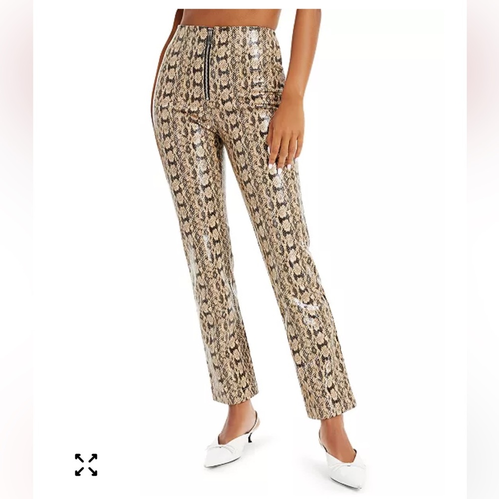 Newโ DANIELLE BERNSTEIN Womens Pant Faux-Snakeskin Brown